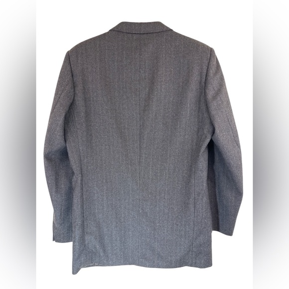 Yves Saint Laurent Vintage Wool Striped Blazer Jacket Brown Gray Size 44R - Picture 2 of 14